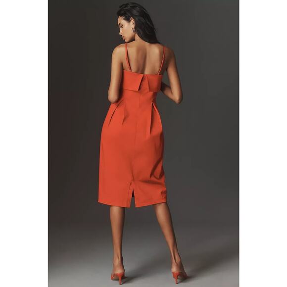 NWT By Anthropologie Sleeveless Foldover Knee-Length Dress Size XL Red MB435 - Picture 3 of 9